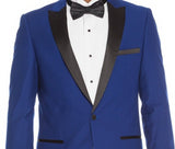 Slim Fit Blue 2 Piece Tuxedo With Satin Peak Lapel