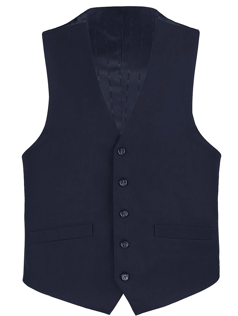 Bevagna Collection - Wool Suit Dress Vest 5 Buttons Regular Fit In Navy
