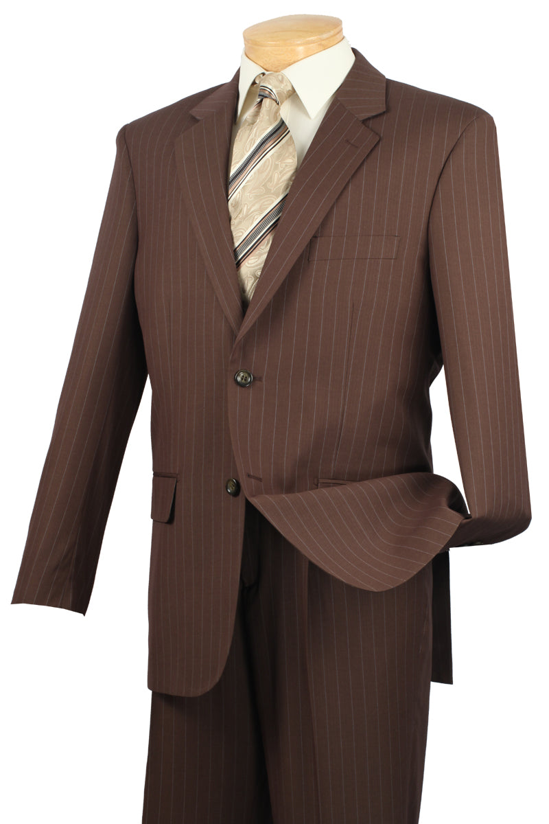 Portici Collection - Business Suit Regular Fit 2 Piece 2 Button Pinstripe In Brown/Toffee
