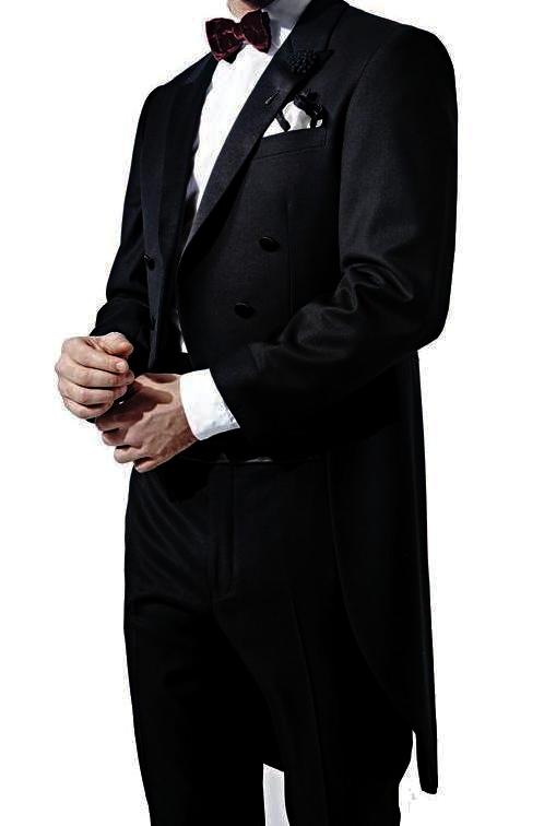 (38S) Classic Full Dress Tuxedo Tails 2 Piece Regular Fit In Black