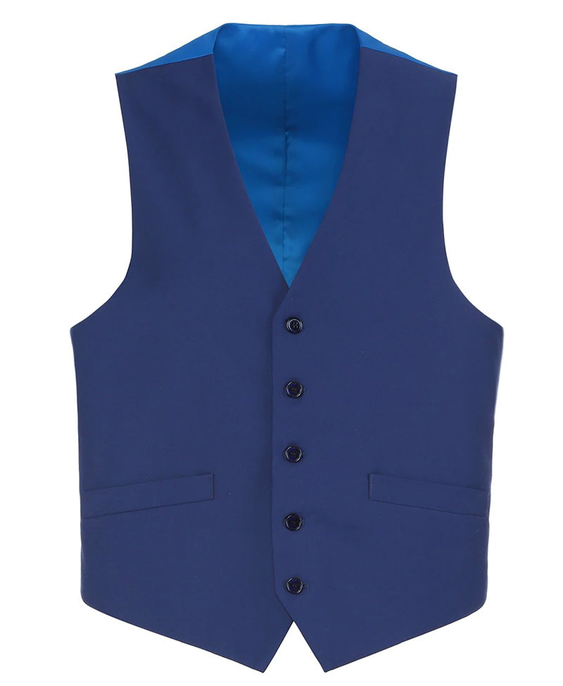 Vanderbilt Collection  - Classic Dress Vest 5 Buttons Regular Fit In Blue