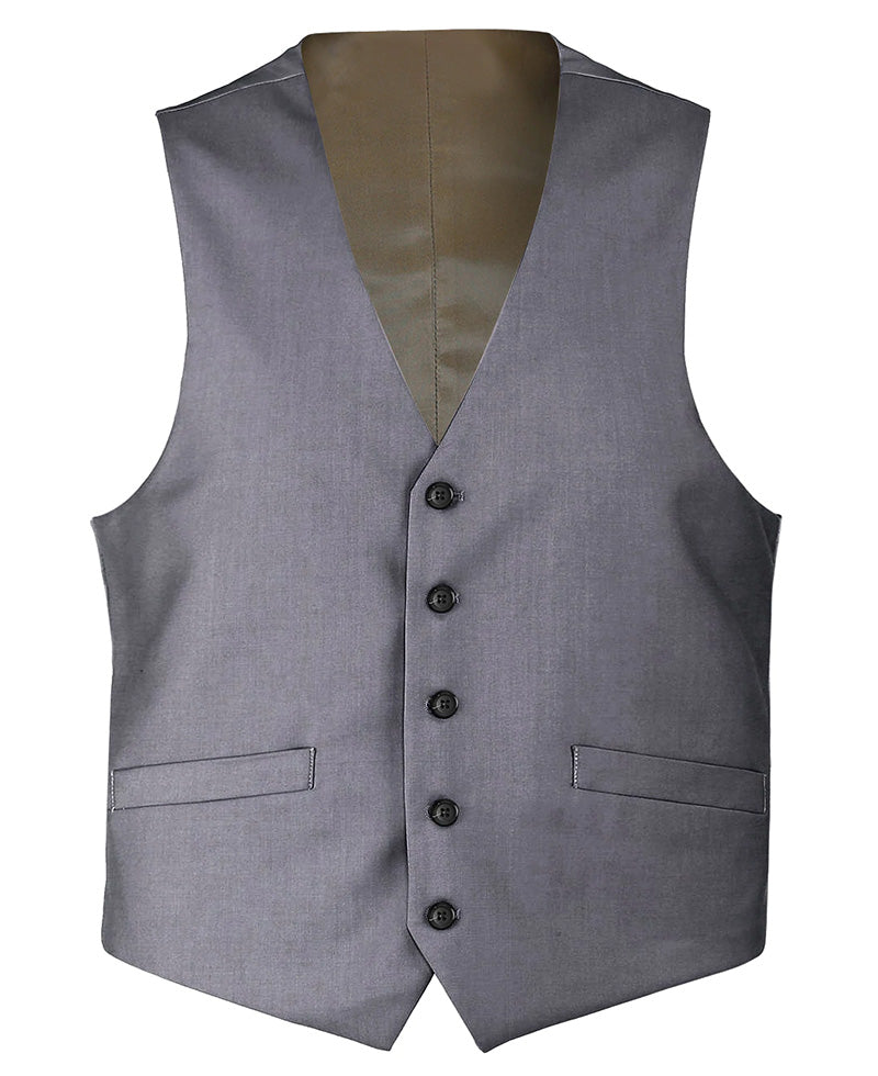 Bevagna Collection - Wool Suit Dress Vest 5 Buttons Regular Fit In Gray