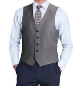 Bevagna Collection - Wool Suit Dress Vest 5 Buttons Regular Fit In Gray