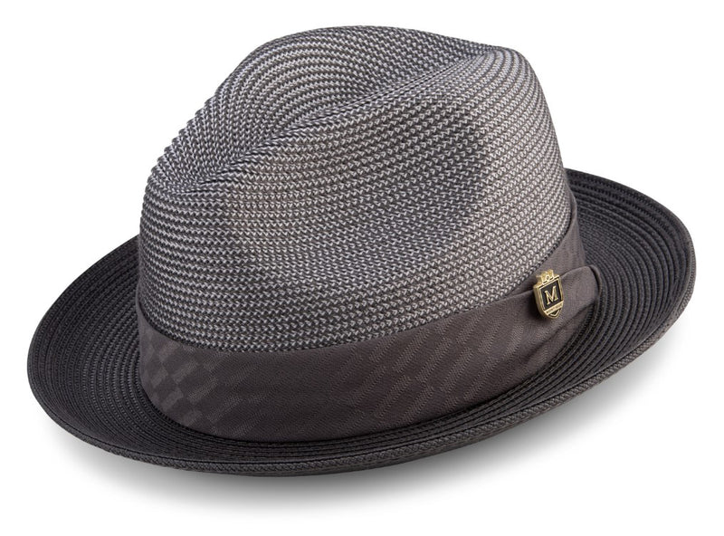 Gray Braided Two Tone Snap Brim Pinch Hat