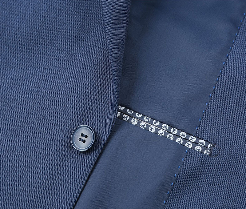 Regular Fit 2 Piece Notch Lapel 2 Button Suit In Blue