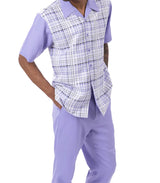 Lavender Plaid Walking Suit 2 Piece Short Sleeve Set