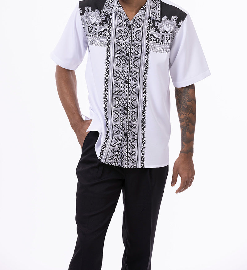 Black Design Walking Suit 2 Piece Short Sleeve Set