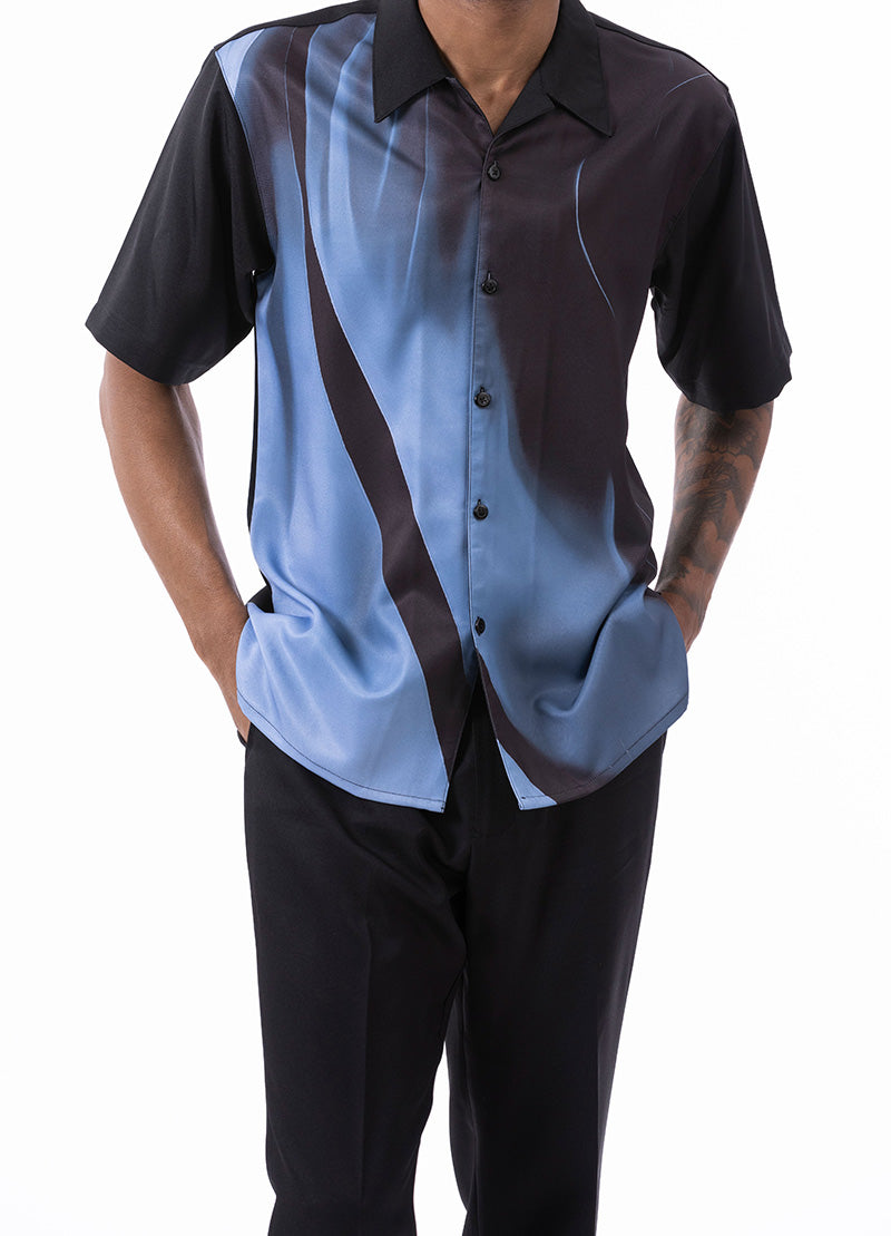 Carolina Blue Art Design Walking Suit 2 Piece Short Sleeve Set