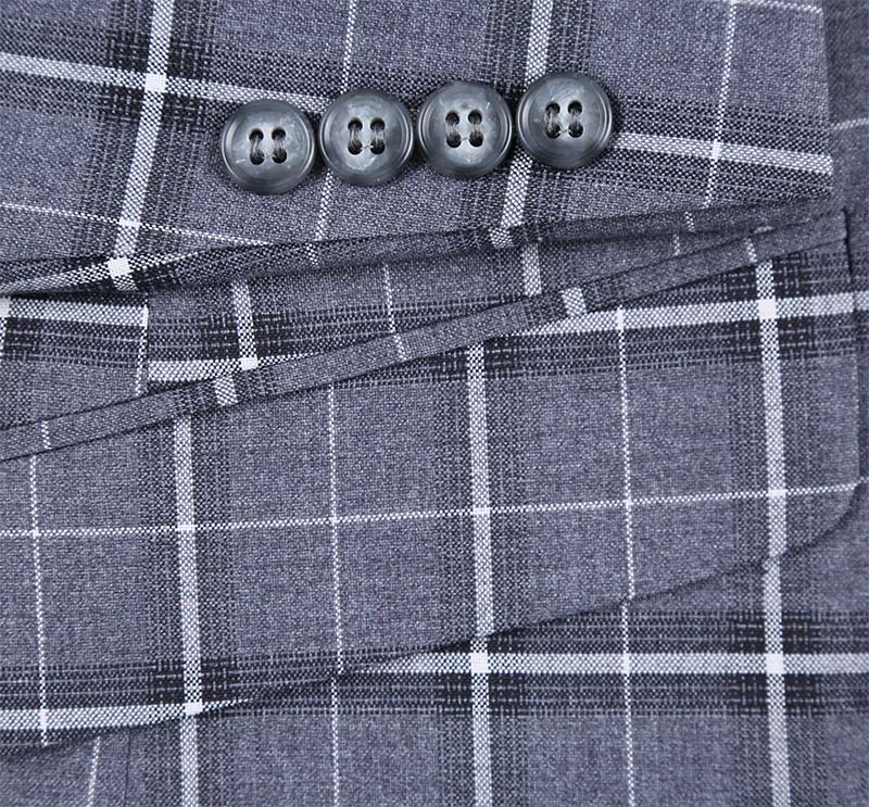 (46L) Regular Fit 2 Piece Notch Lapel Suit Gray Check Pattern