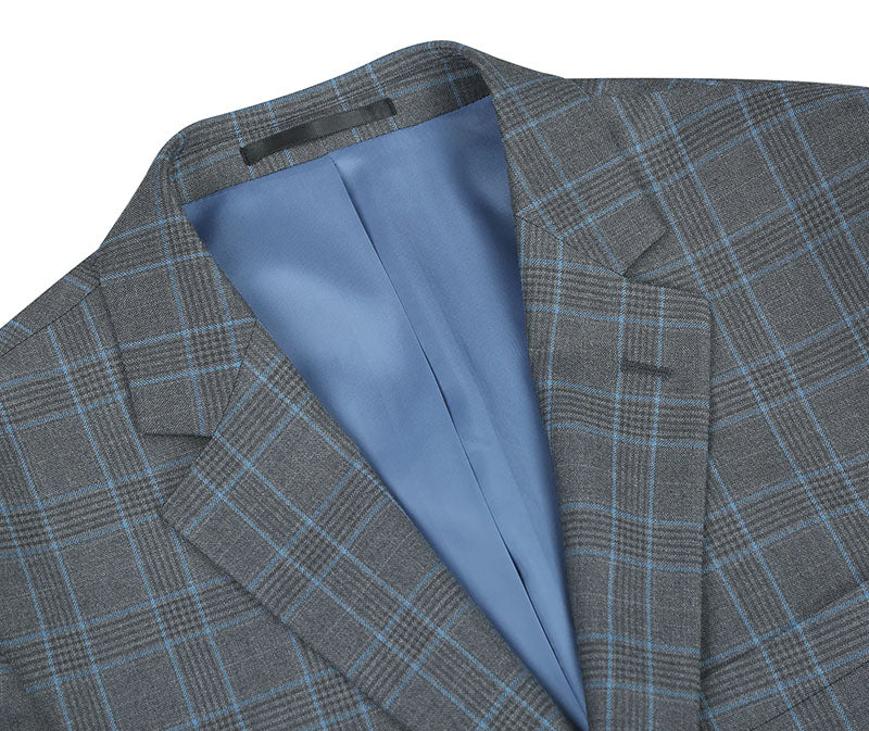Regular Fit 2 Piece Dress Suit Windowpane in Light Gray