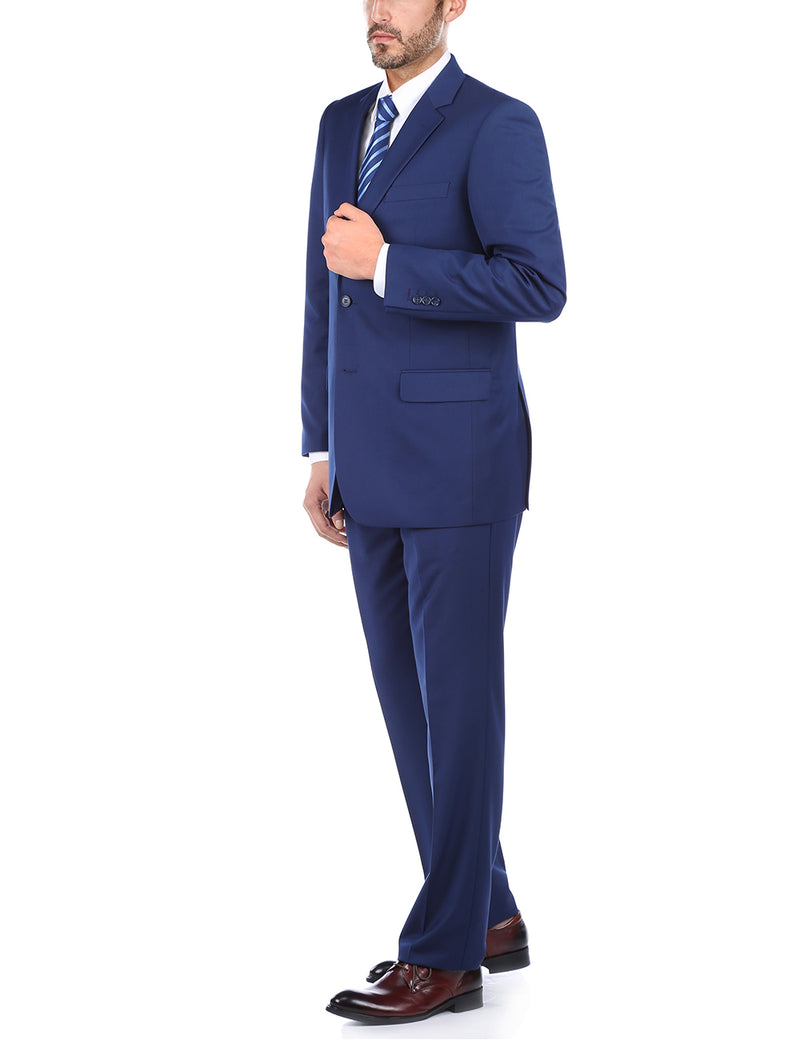 Vanderbilt Collection  - Classic 2 Piece Suit 2 Buttons Regular Fit In Blue