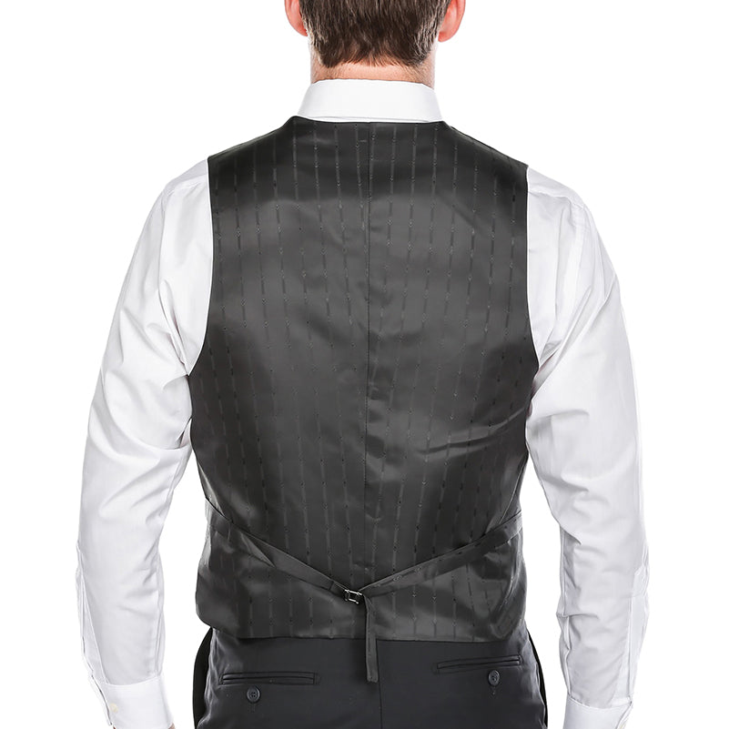 Vanderbilt Collection - Classic Dress Vest 5 Buttons Regular Fit In Black