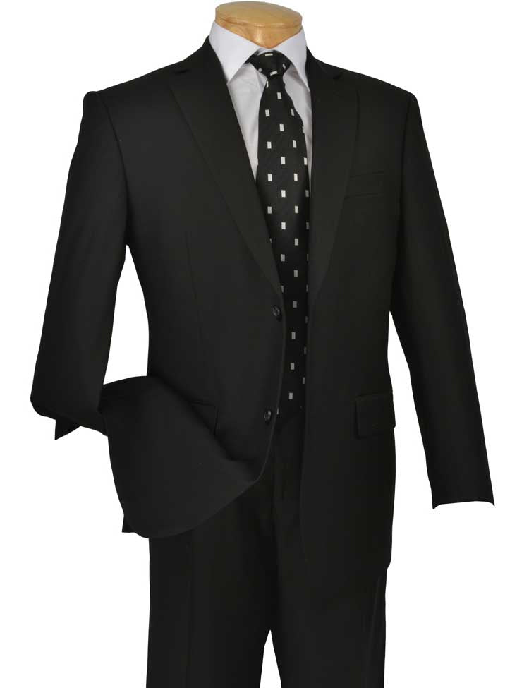 (44L) Regular Fit Suit 2 Button 2 Piece in Black
