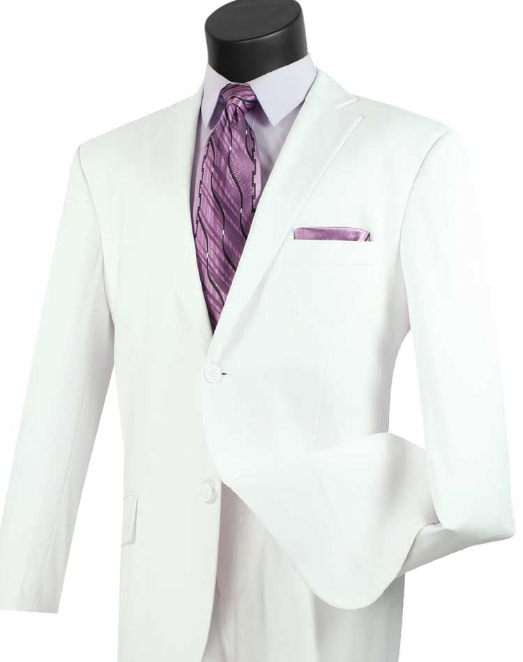 (36S) Regular Fit Suit 2 Button 2 Piece in White