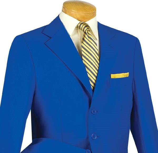 Mont Blanc Collection - Regular Fit Suit 3 Button 2 Piece in Royal Blue