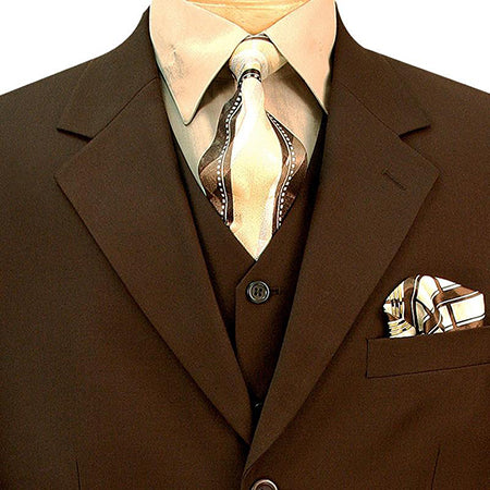 Avalon Collection - Regular Fit Men's Suit 3 Button 3 Piece Brown
