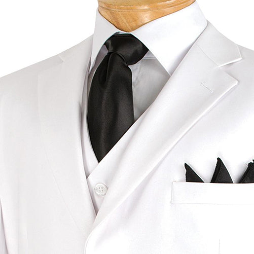 Avalon Collection - Regular Fit Men's Suit 3 Button 3 Piece White