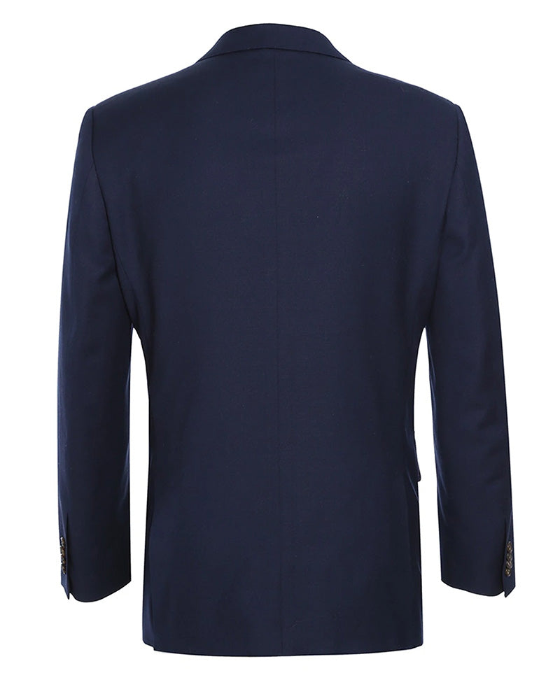 (52L) Wool Regular Fit Blazer Solid Color in Dark Navy