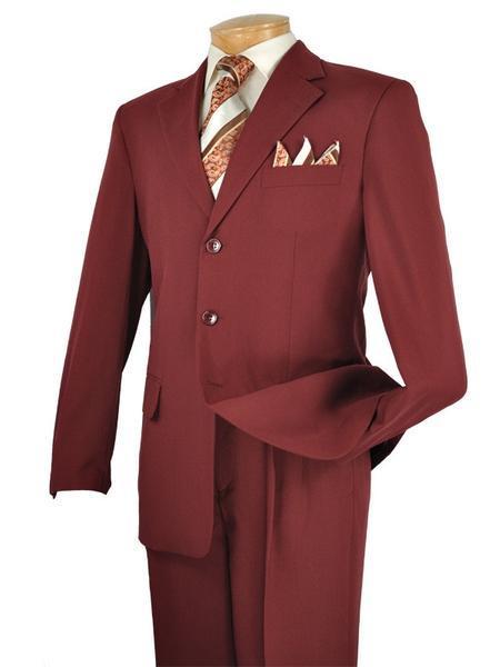 Mont Blanc Collection - Regular Fit Suit 3 Button 2 Piece in Burgundy