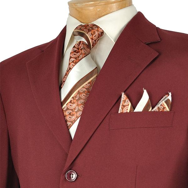 Mont Blanc Collection - Regular Fit Suit 3 Button 2 Piece in Burgundy