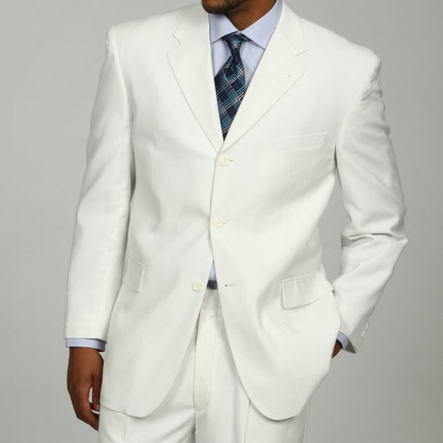 Mont Blanc Collection - Regular Fit Suit 3 Button 2 Piece in White ...