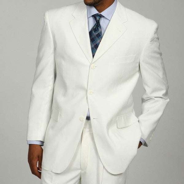 Mont Blanc Collection - Regular Fit Suit 3 Button 2 Piece in White