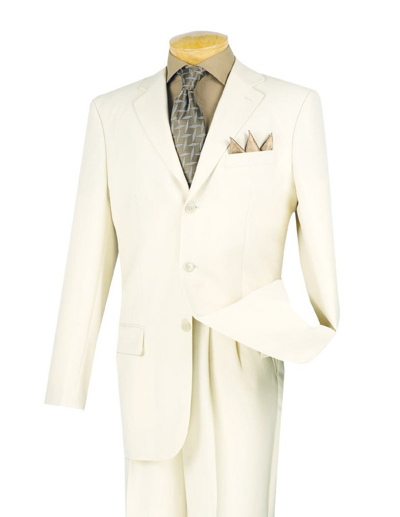 Mont Blanc Collection - Regular Fit Suit 3 Button 2 Piece in Ivory ...
