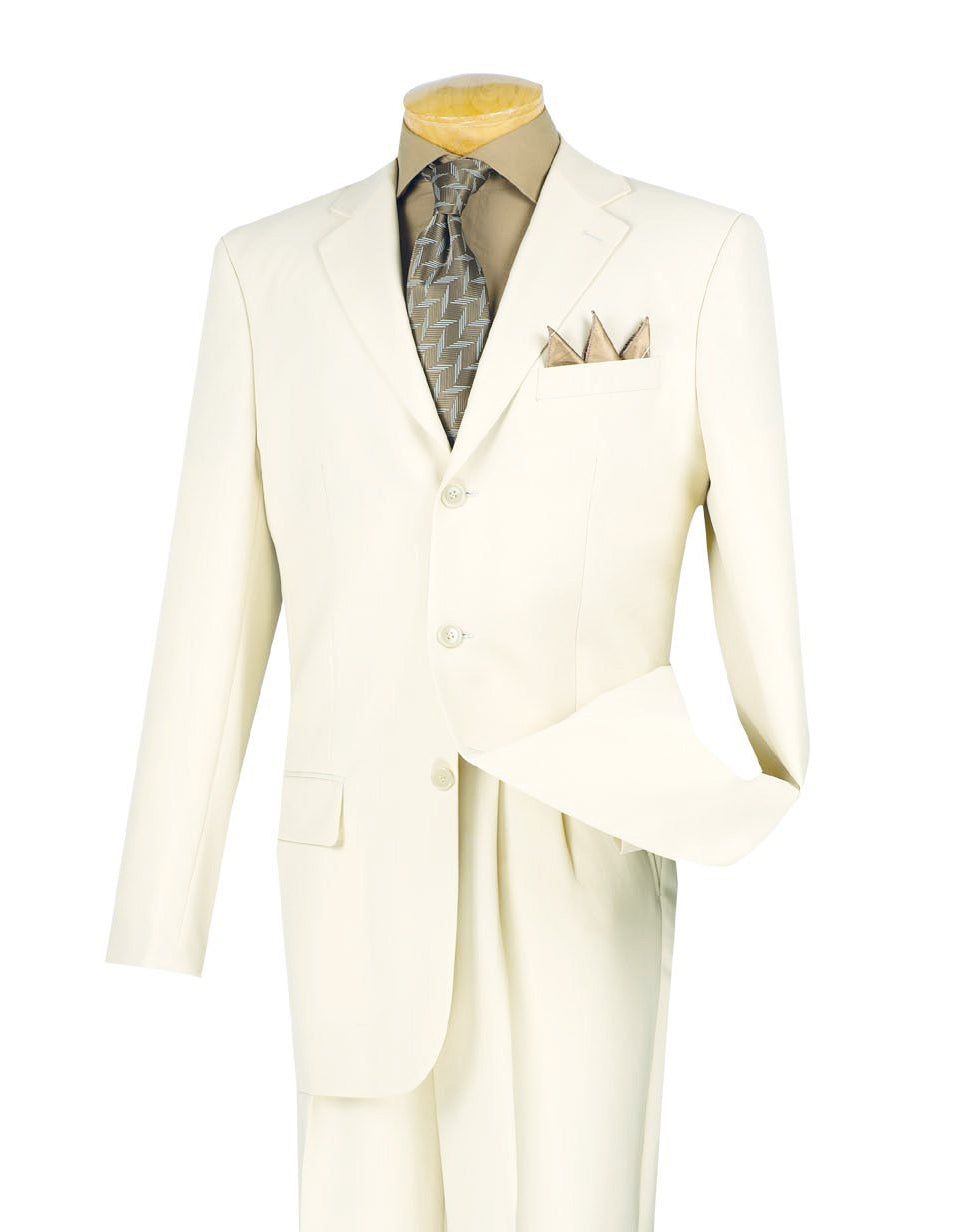 Mont Blanc Collection - Regular Fit Suit 3 Button 2 Piece in Ivory