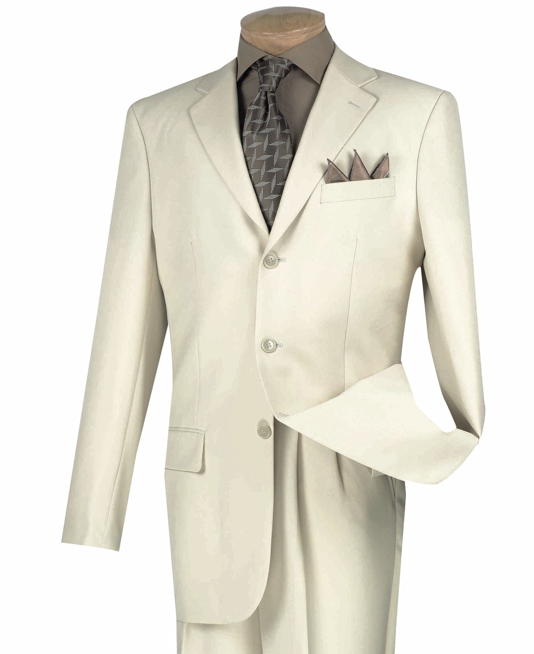 Mont Blanc Collection - Regular Fit Suit 3 Button 2 Piece in Stone
