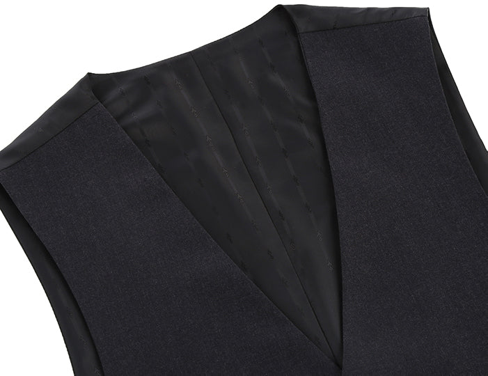 Vanderbilt Collection  - Classic Dress Vest 5 Buttons Regular Fit In Charcoal