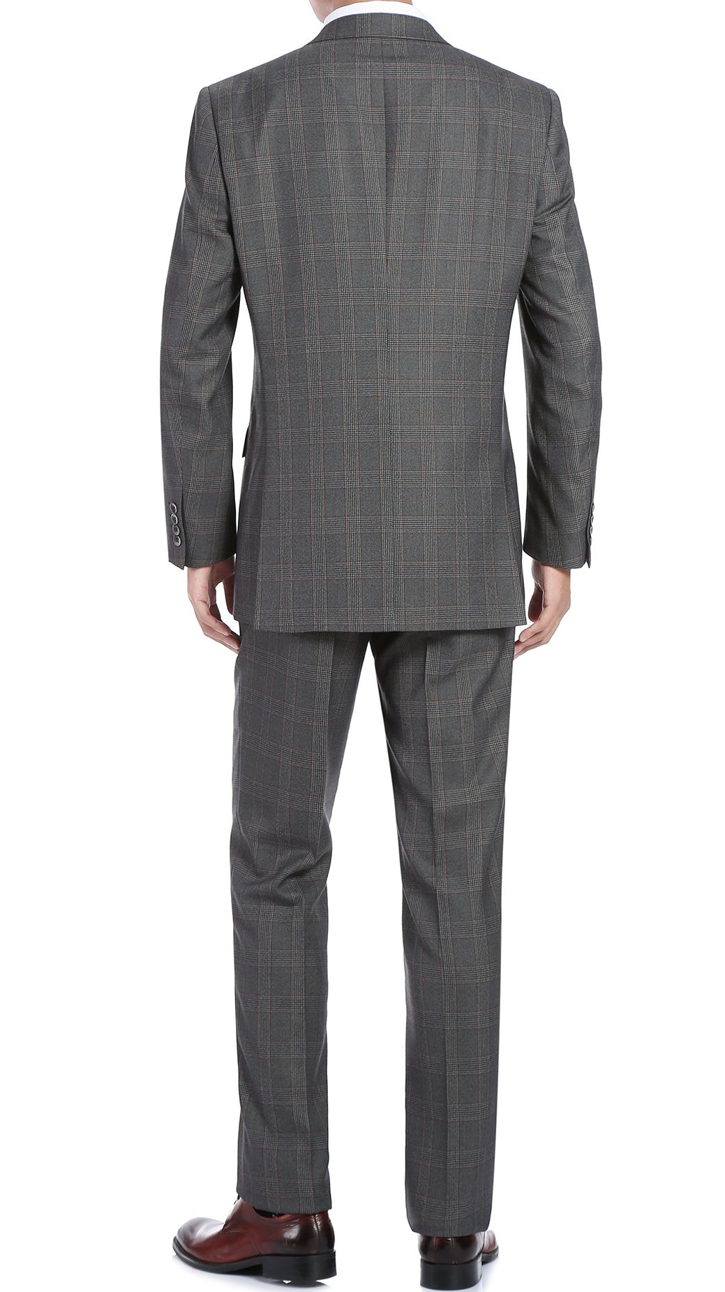 Trevi Collection - 2 Piece Suit 2 Buttons Glen Plaid Regular Fit In Gray