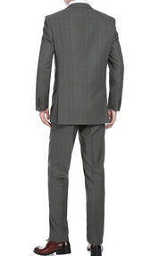 Trevi Collection - 2 Piece Suit 2 Buttons Windowpane Regular Fit In Gray