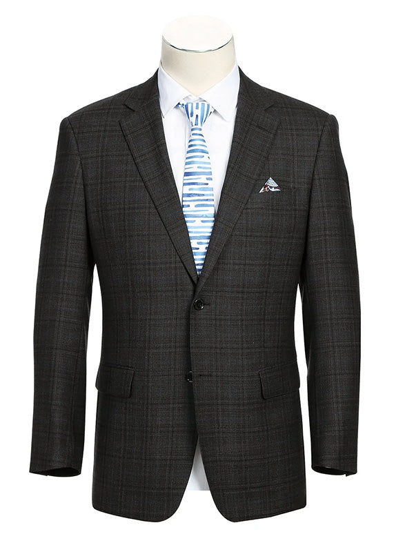 Wool Blend Regular Fit Checked Blazer in Brown | Suits Outlets Men's ...