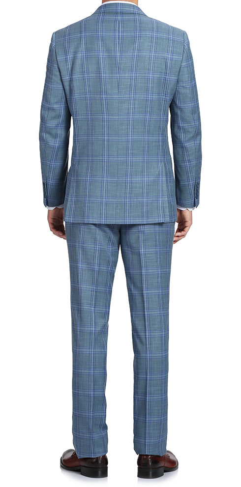 Regular Fit 2 Piece Suit Glen Plaid in Blue