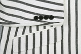 Black Striped Linen Blend Slim Fit 2 Button Blazer