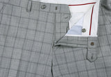 100% Wool Slim Fit Windowpane Dress Suit 2 Piece in Gray