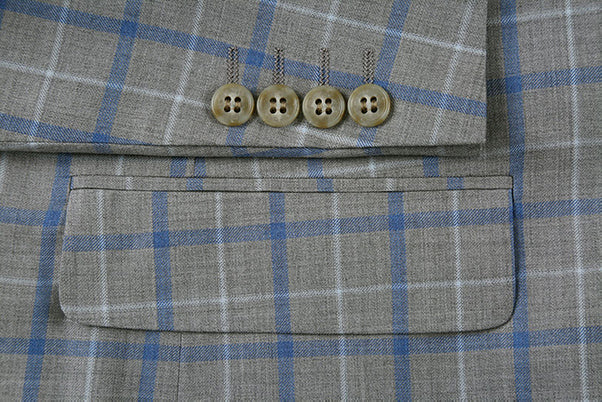 100% Wool Regular Fit 2 Piece Windowpane Dress Suit in Gray