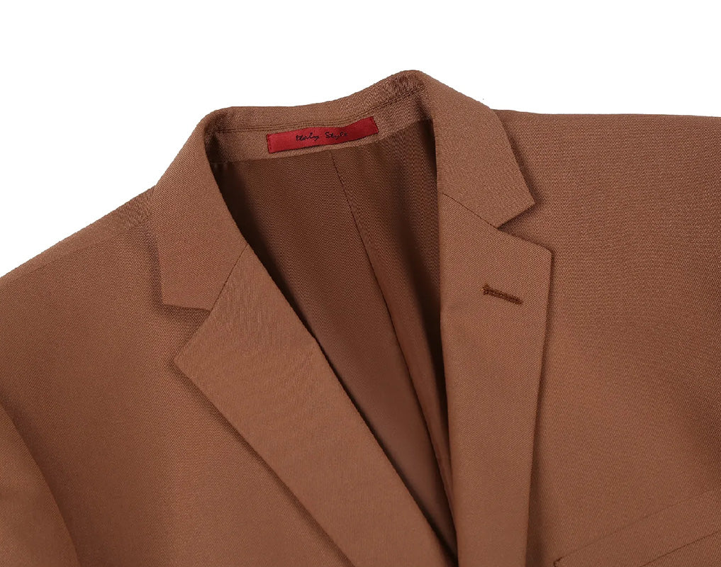 Brown 2-Piece Single Breasted Notch Lapel Slim Fit Dress Suit