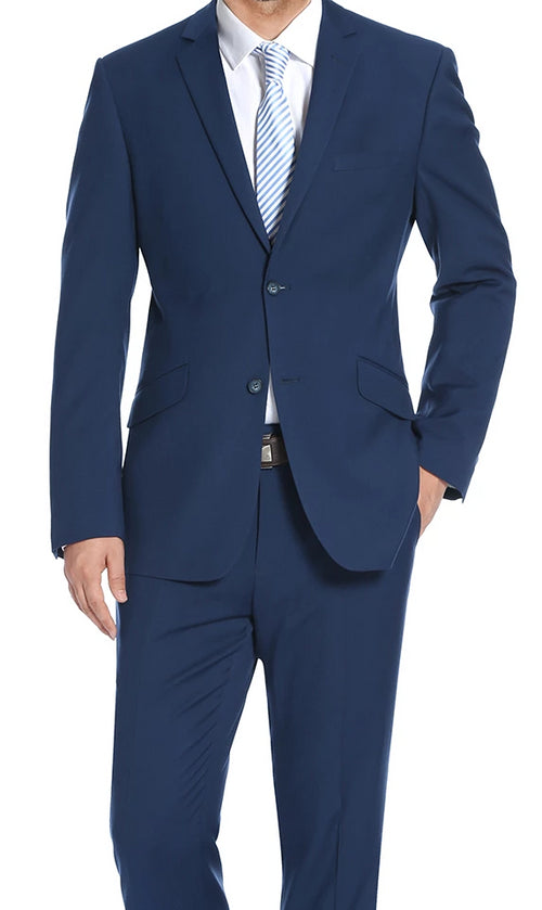 Performance Stretch Suit 2 Piece Slim Fit in Blue Suits Outlets Men's