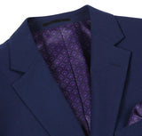 Wool Regular Fit Blazer Solid Color in Dark Navy