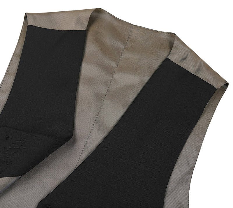 Bevagna Collection - Wool Suit Dress Vest 5 Buttons Regular Fit In Black