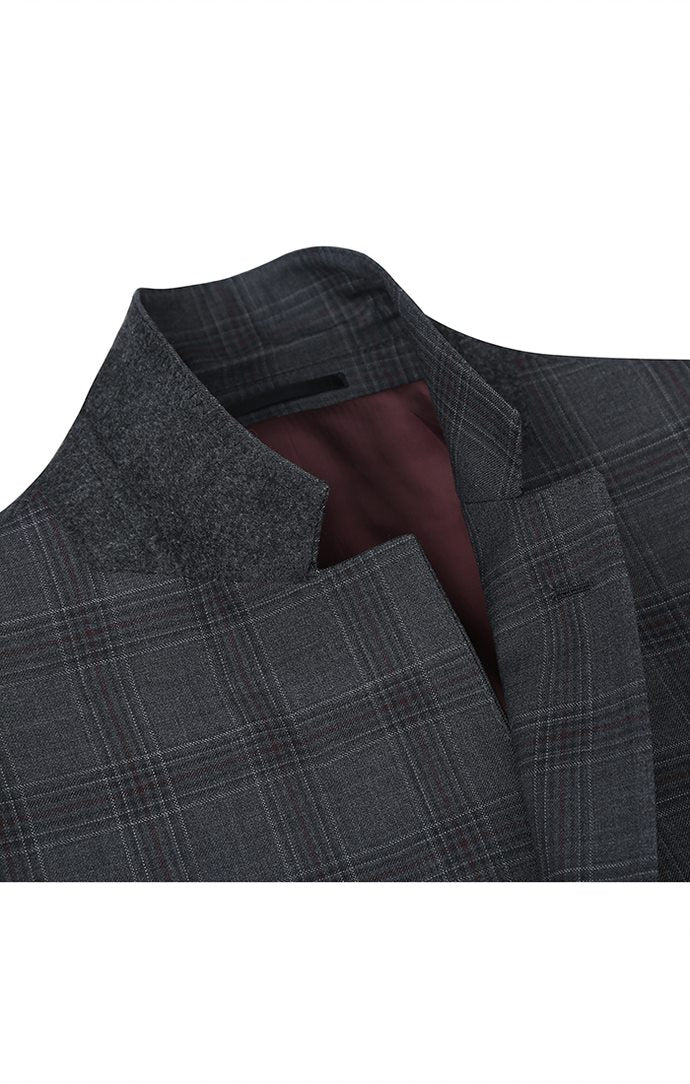 100% Wool Dress Suit Regular Fit 2 Piece 2 Button in Dark Gray