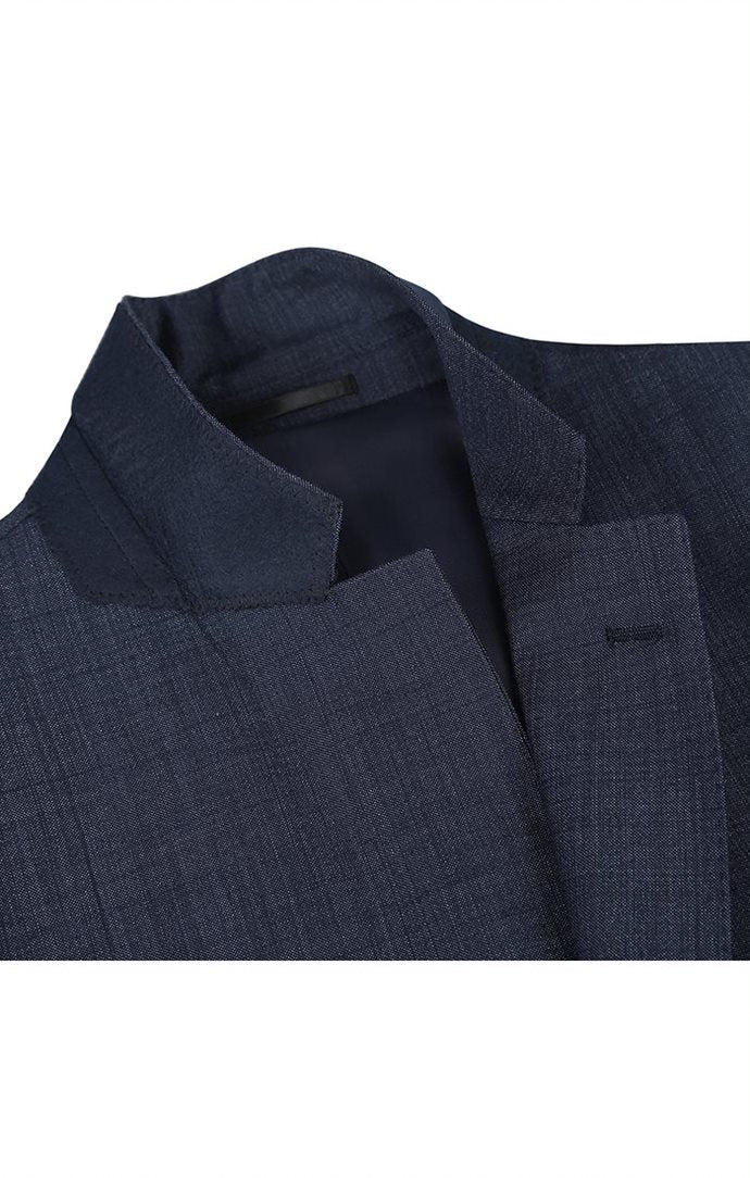 Wool Blend Regular Fit Suit 2 Piece Suit 2 Button in Navy