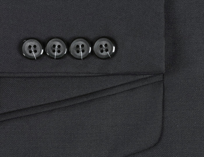 Bevagna Collection - Black 100% Virgin Wool Regular Fit Pick Stitched ...