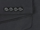 Bevagna Collection - Black 100% Virgin Wool Regular Fit Pick Stitch 2 Piece Suit 2 Button