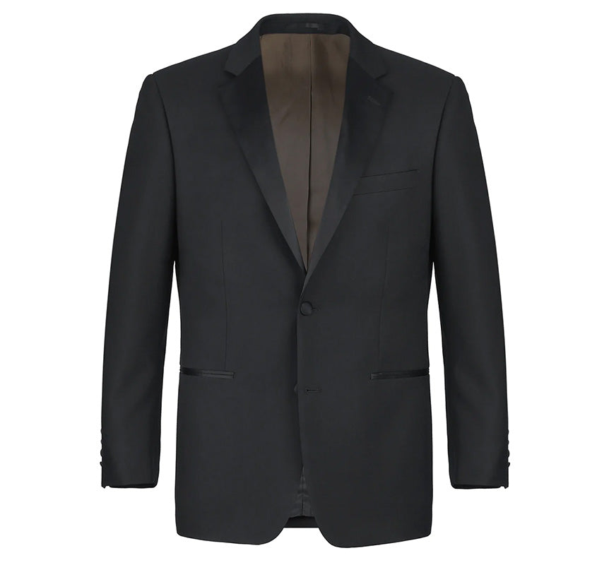 (42R) Classic Black Regular Fit 100% Wool Tuxedo Suit