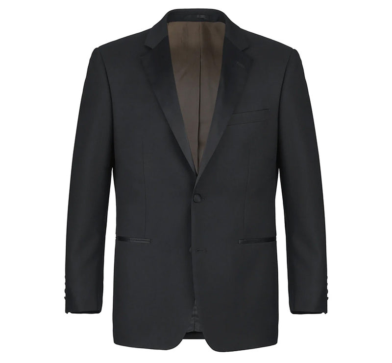 Classic Black Regular Fit 100% Wool Tuxedo Suit