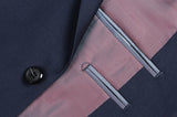 Bevagna Collection - Blue 100% Virgin Wool Regular Fit Pick Stitch 2 Piece Suit 2 Button
