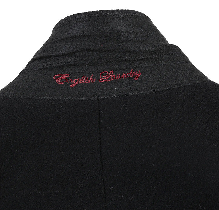 English Laundry Black Fall/Winter Essential Slim Fit Overcoat Wool Blend