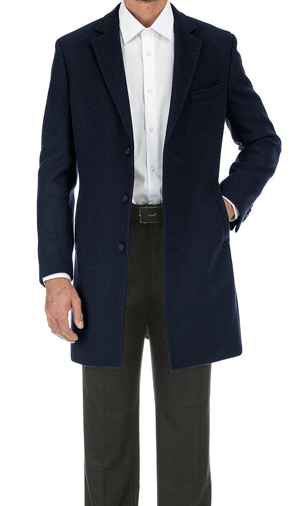 English Laundry Navy Fall/Winter Essential Slim Fit Overcoat Wool Blend